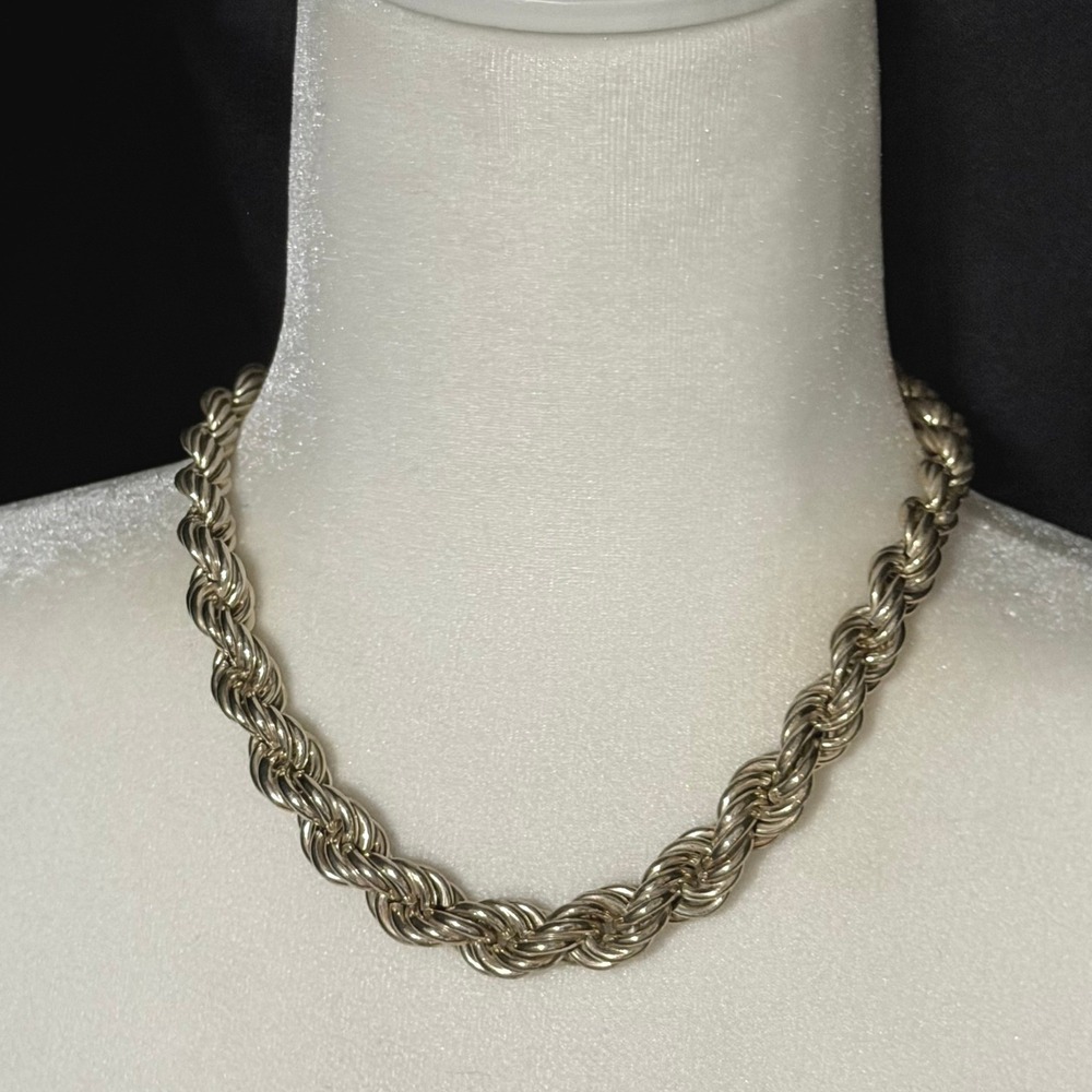 Italian Rope Chain Necklace Silver 18Inch Heavy 68+g!‎
